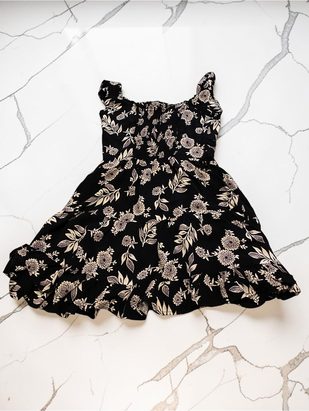 Angie Black Dress with Cream Floral Print - Picture 2 of 2